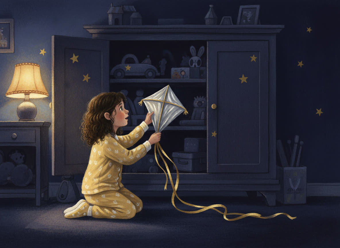 Page one, the kite on the last shelf